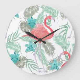 Relógio Grande Flamingo, orquídea: padrão de safra romântico.