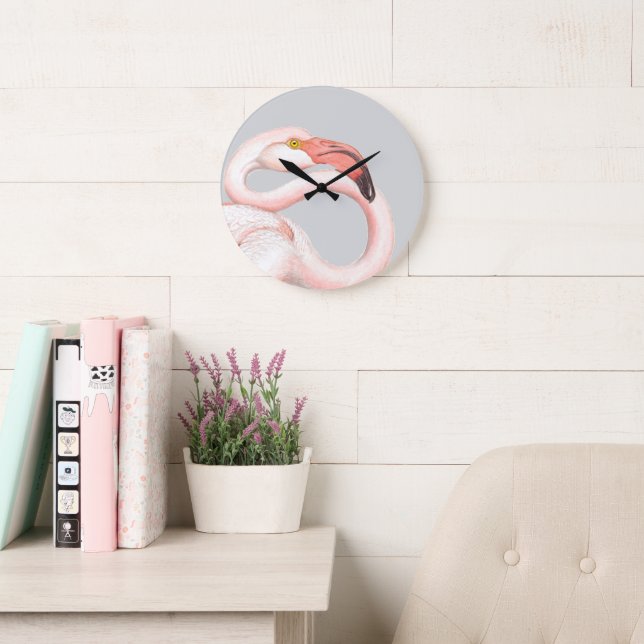 Relógio Grande Flamingo Rosa (Sala de leitura)