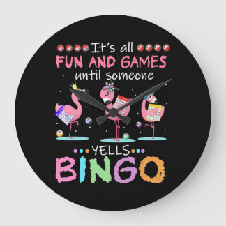 Relógio Grande Flamingo Rosa Bingo Engraçado Arte de Presente