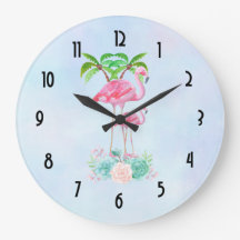 Flamingo, Rosa, Mamãe e Bebê, com Palmeiras