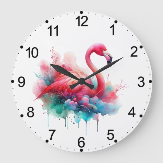 Relógio Grande Flamingo Rosa Sublimação (Frente)