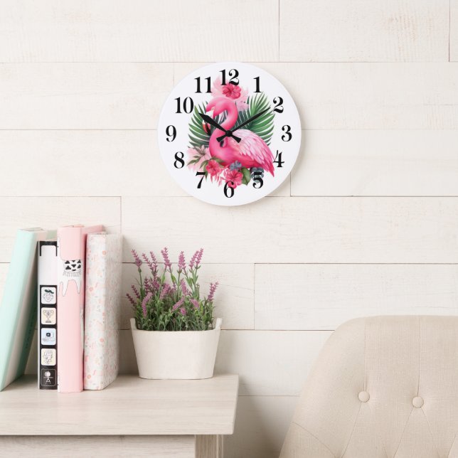 Relógio Grande Flamingo Wall Clock (Sala de leitura)