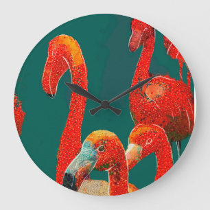 RELÓGIO GRANDE FLAMINGOS ART WALL CLOCK