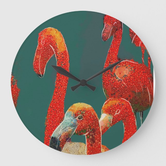 RELÓGIO GRANDE FLAMINGOS ART WALL CLOCK (Frente)
