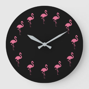 Relógio Grande Flamingos Rosa Tropicais Engraçados