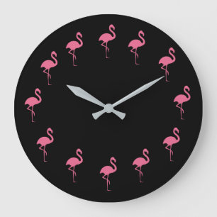Relógio Grande Flamingos Rosa Tropical Engraçados