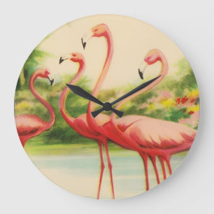 Relógio Grande Flamingos Vintage