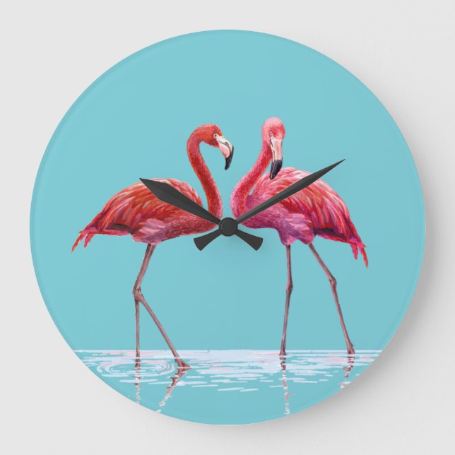 Relógio Grande Flamingos Wall Clock (Frente)
