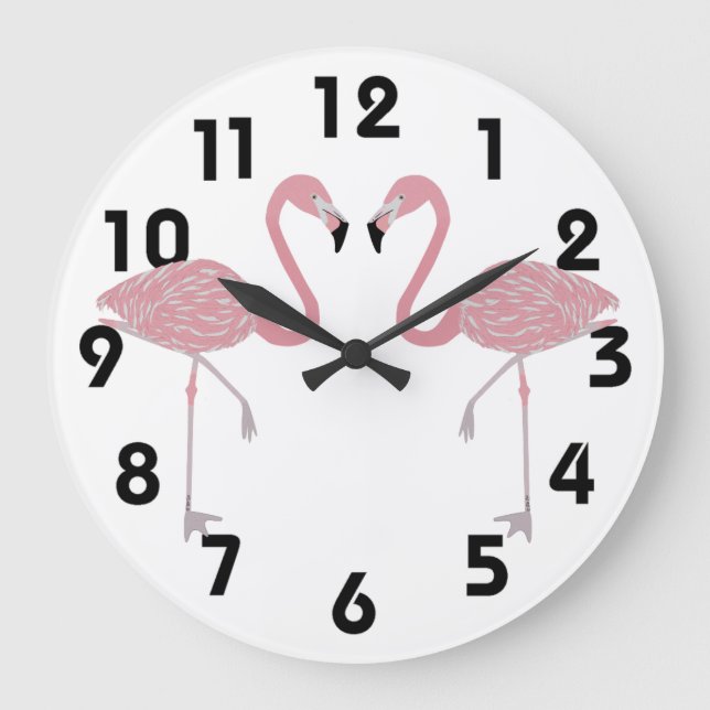 Relógio Grande Flamingos Wall Clock (Frente)