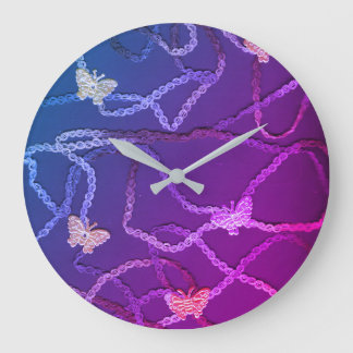 Relógio Grande Floating Butterflies Clock (Purple)