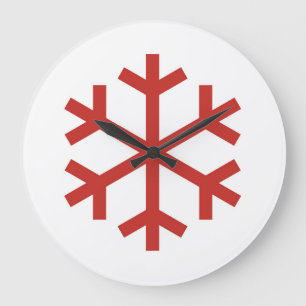 Relógio Grande Floco de neve de Natal Vermelho