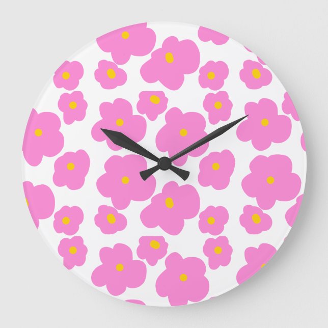 Relógio Grande Flor amarela rosa margarida moderna padrão elegant (Frente)