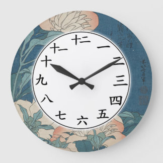 Relógio Grande Flor Azul - Bloqueio numérico Japonês ou Chinês