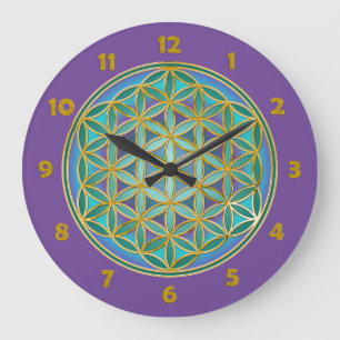 Relógio Grande FLOR DA VIDA - Design 1 das Geometrias Sagradas