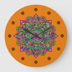 Relógio Grande Flor Da Vida - Índia Mandala 1