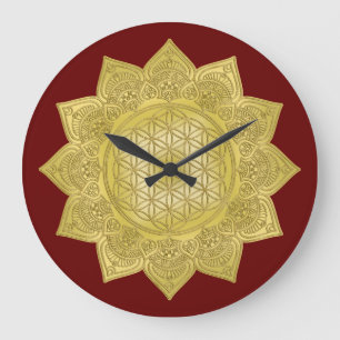 Relógio Grande Flor Da Vida - Índia Mandala 4