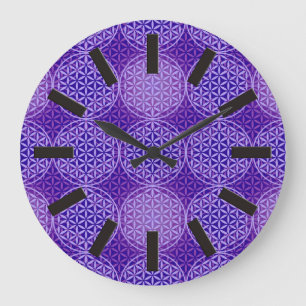 Relógio Grande Flor da Vida - padrão do selo - roxo