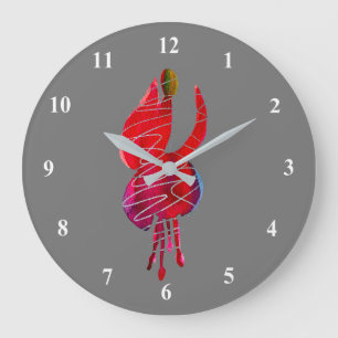 Relógio Grande Flor de cor d'água do Fuchsia abstrato