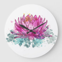 Flor de Lótus Rosa em Aquarela
