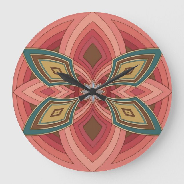 Relógio Grande Flor de Mandala Borboleta (Frente)