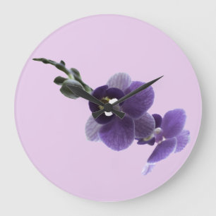 Relógio Grande Flor de orquídea roxa,