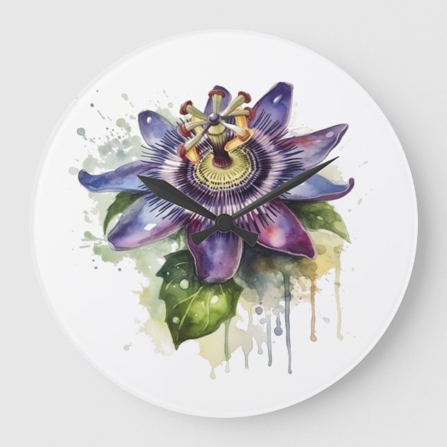 Relógio Grande Flor Passivo Púrpura (Frente)