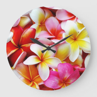 Relógio Grande Flor Plumeria Frangipani Hawaii Personalizado