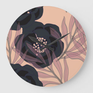 Relógio Grande Floral abstrato elegância, fundo artístico.