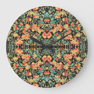 Relógio Grande Floral caótico: padrão abstrato vintage.
