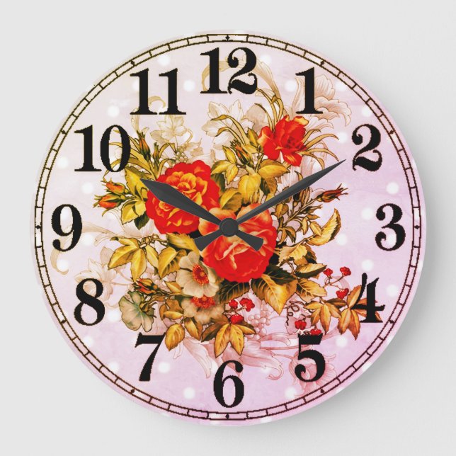Relógio Grande Floral Elegance 10.75" Round Acrylic Wall Clock (Frente)