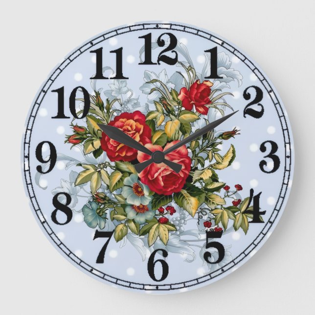 Relógio Grande Floral Elegance 10.75" Round Acrylic Wall Clock (Frente)