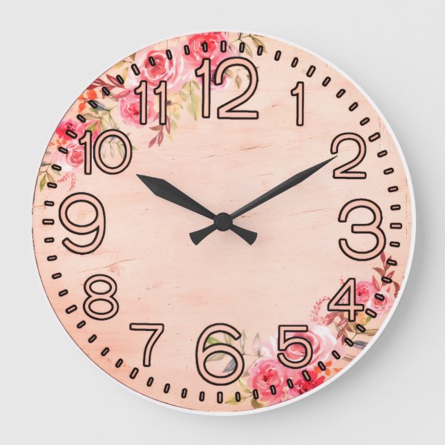 Relógio Grande Floral Elegance Round Acrylic Wall Clock (Frente)