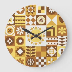 Relógio Grande Floral escandinavo: Abstrato Vintage Card.