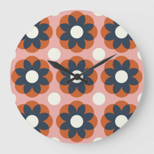 Relógio Grande Floral escandinavo: Design de colheita sem costura