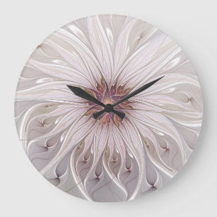 Relógio Grande Floral Fantasy, Abstrato Moderna Flor Pastel