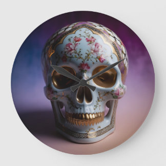 Relógio Grande Floral Skull Geometry Design por Li Tech