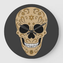 Relógio Grande Floral Sugar Skull Dia de los Muertos