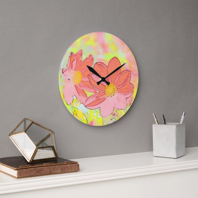 Relógio Grande Floral Wall Clock (Escritório)