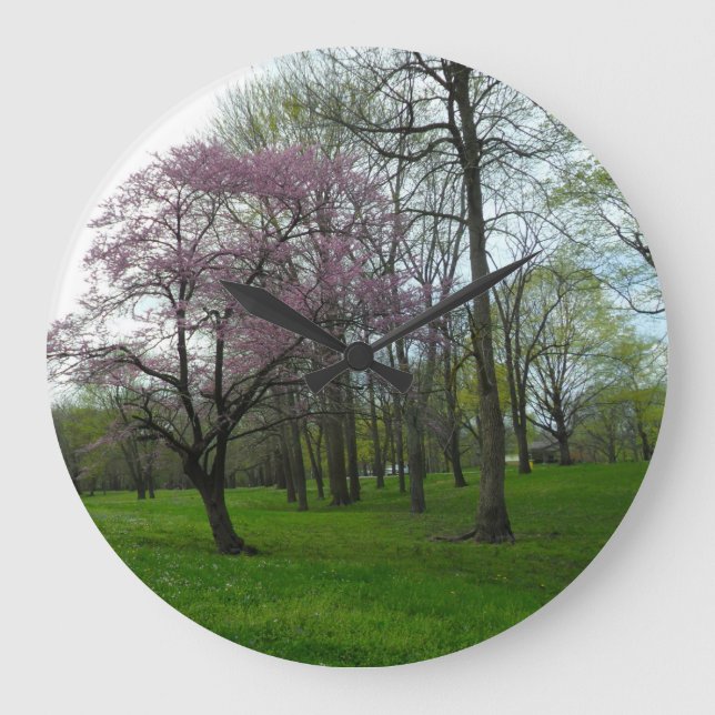 Relógio Grande Flores cor-de-rosa (Frente)