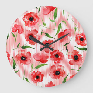 Relógio Grande Flores de aquarelas: ikat de papoila.