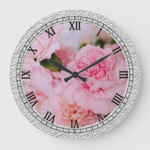 Relógio Grande flores de cravo rosa fotografia estilo vintage