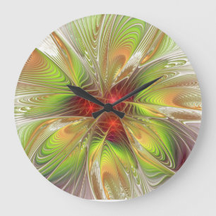 Relógio Grande Flores de fantasia fractal suaves e tenra