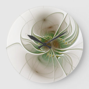Relógio Grande Flores de fantasia fractal suaves e tenra