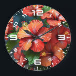 Relógio Grande Flores de Hibisco Vermelho Vibrantes-76894<br><div class="desc">Flores de Hibisco Vermelho Vibrantes-76894</div>