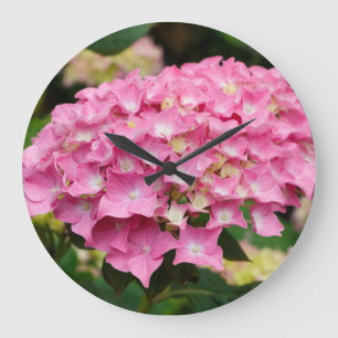 Relógio Grande Flores de hidrangea cor-de-rosa