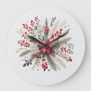Relógio Grande Flores de Natal
