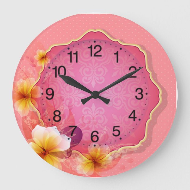 Relógio Grande Flores de primavera (Frente)