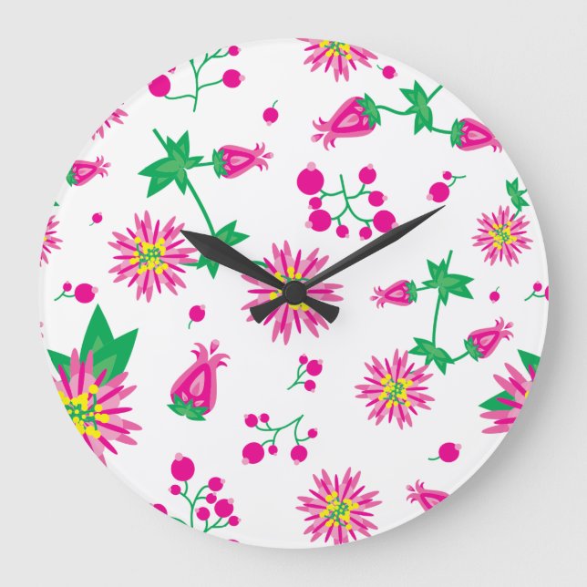 Relógio Grande Flores e Berries (Frente)