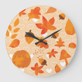 Relógio Grande Flores Laranja: Padrão de Portalha da Mão.