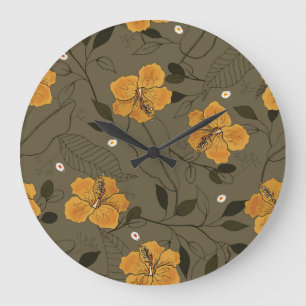 Relógio Grande Flores Realistas: Vintage Sem Olhos